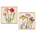 Vintage Botanical Carnations and Wildflowers Digital Art Set