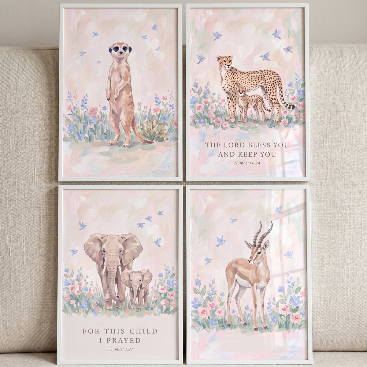 Safari Animal Nursery Bible Verse Digital Wall Art Set