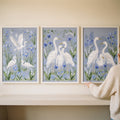 Serene Blue Heron Meadow Triptych Digital Art