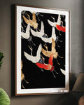Golden Cranes Flight Digital Art Print