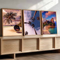 Tropical Paradise Triptych Digital Art Set