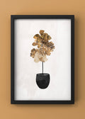 Golden Foliage Potted Plant Minimalist Digital Art
