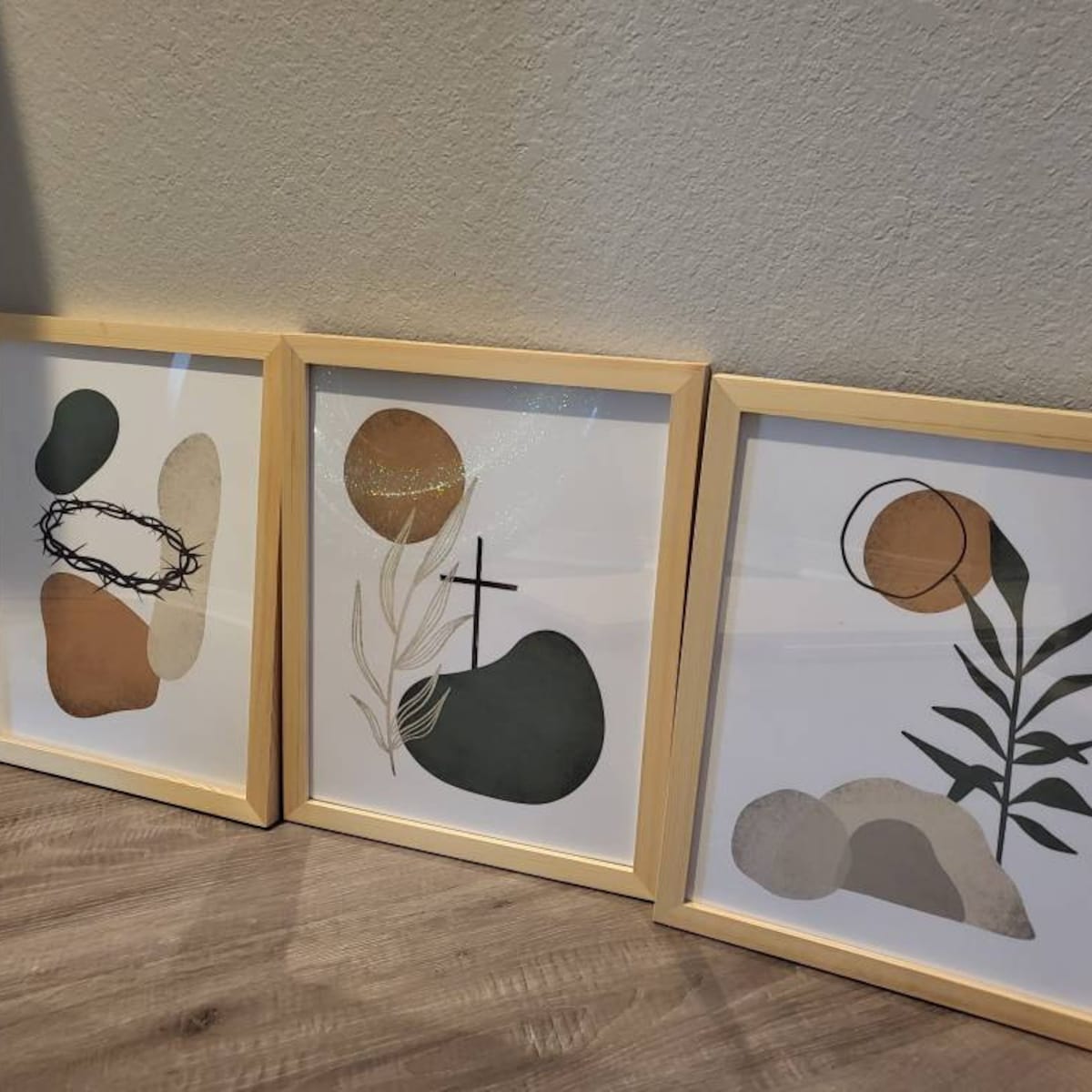 Minimalist Christian Aesthetic Triptych Digital Art Set