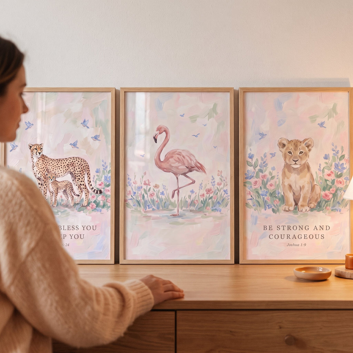 Safari Animal Nursery Triptych Digital Art Set