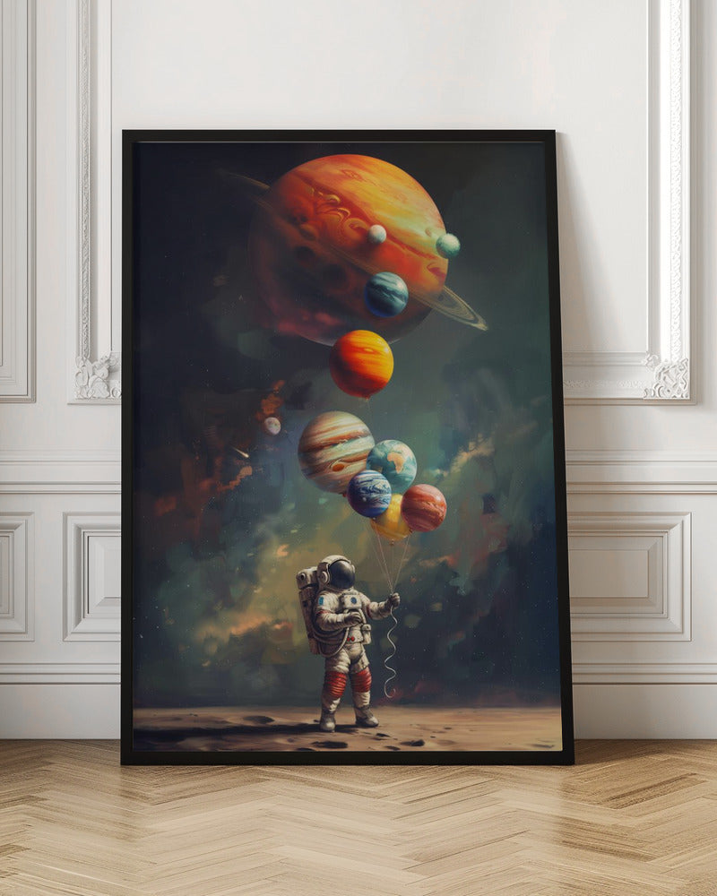 Astronaut Holding Planet Balloons Digital Artwork