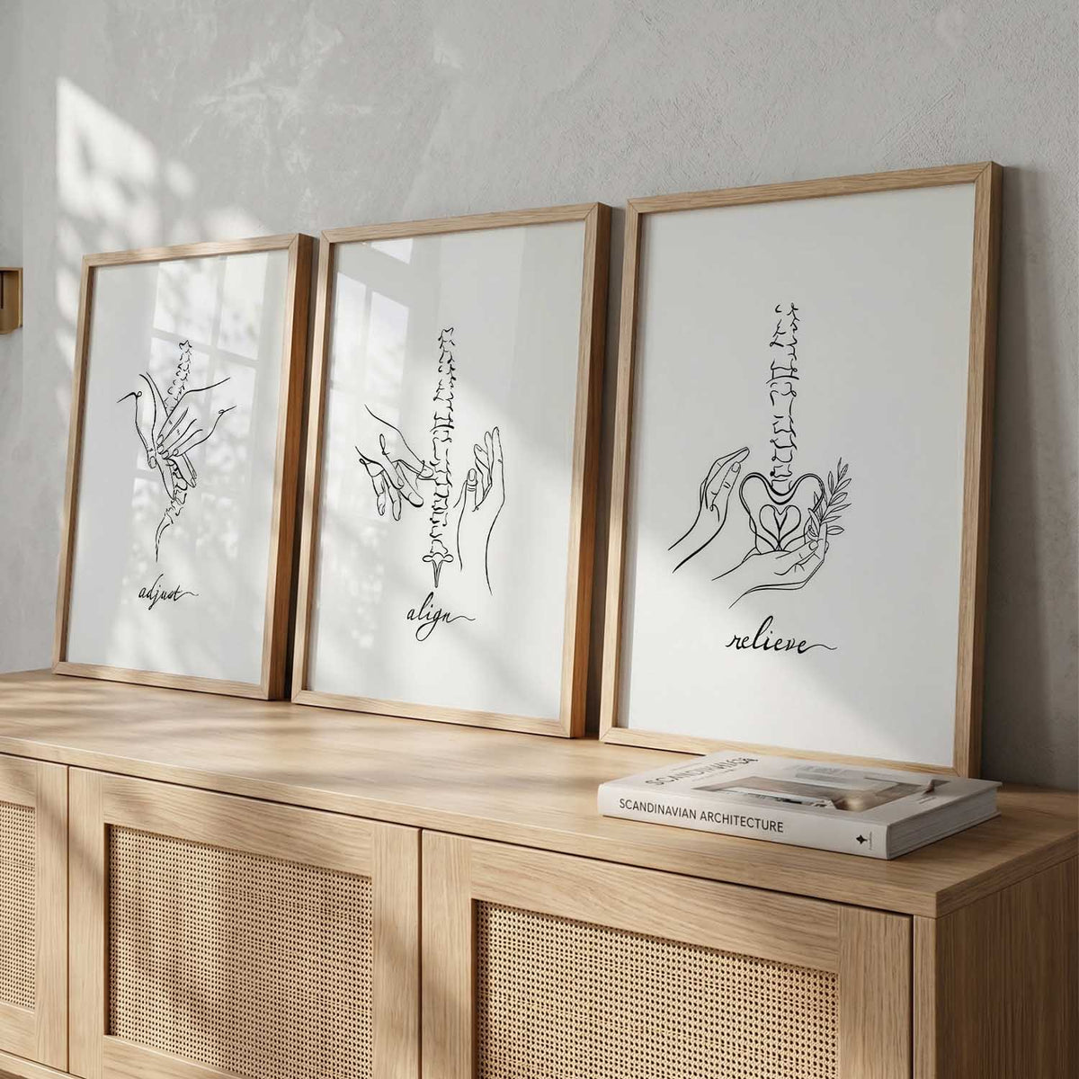 Adjust Align Relieve Chiropractic Line Art Set