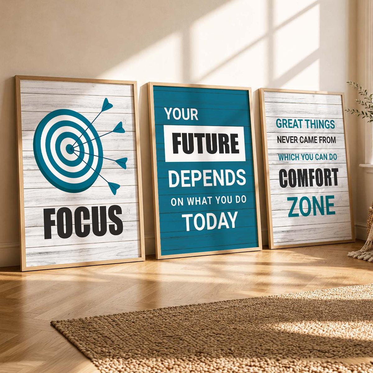 Inspirational Motivational Typography Trio Digital Art Set