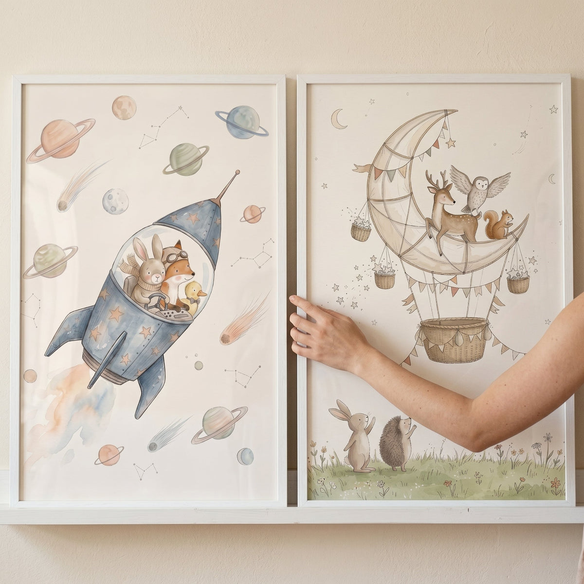 Whimsical Space and Moon Digital Art Set