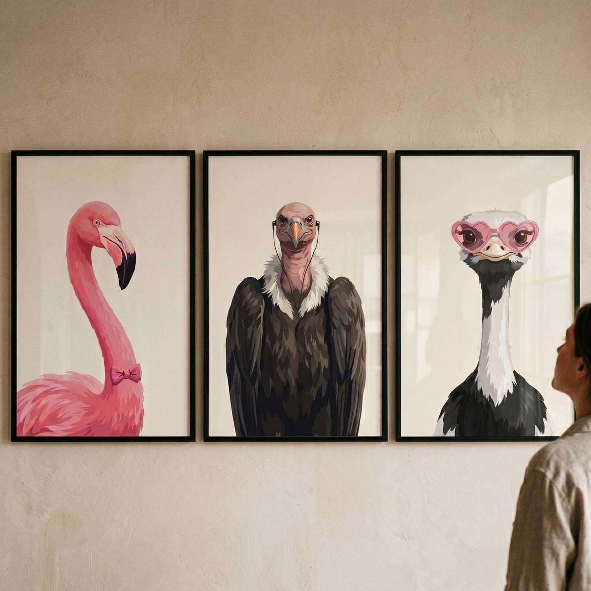 Quirky Dressed Animals Trio Digital Art Set