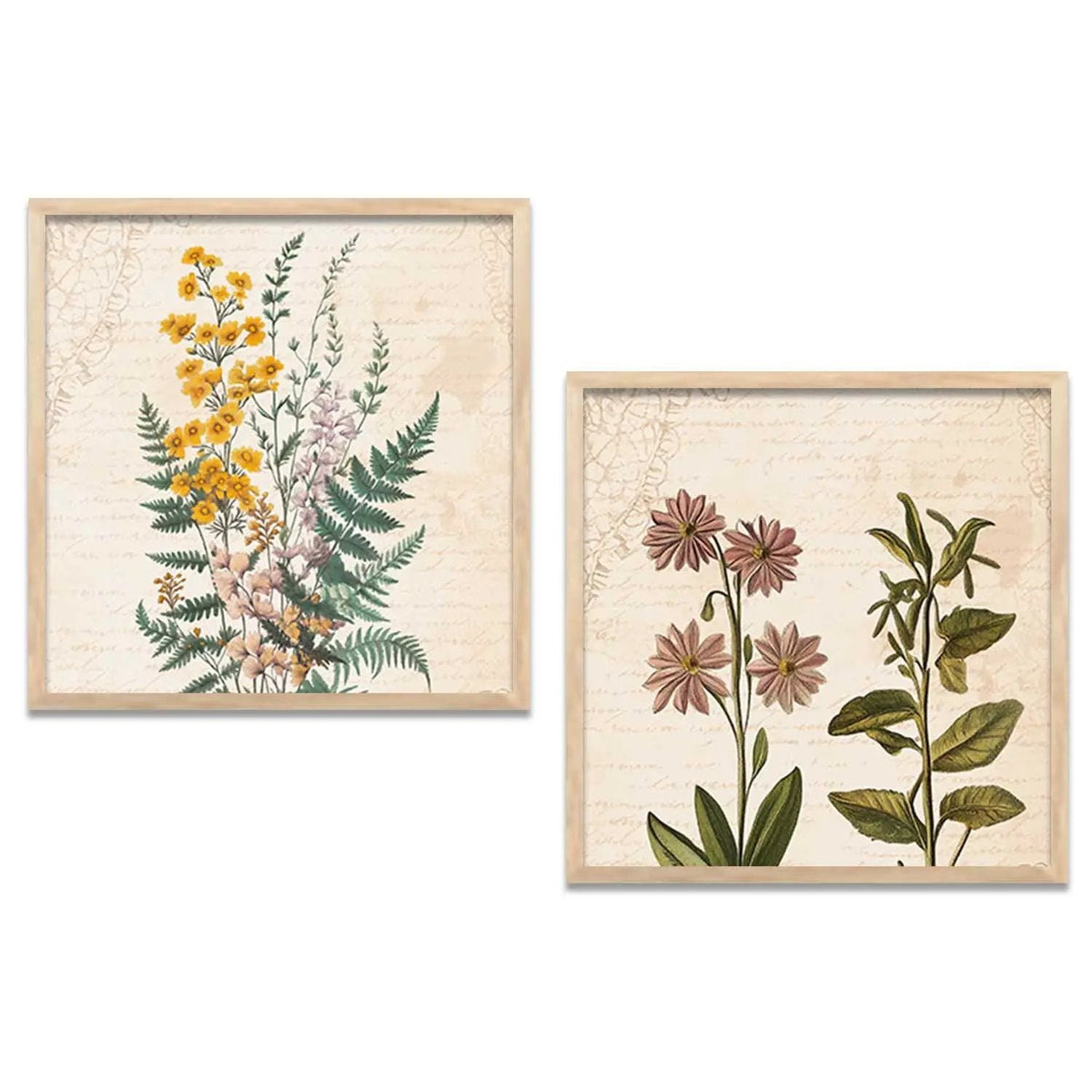 Vintage Botanical Wildflowers Digital Art Set