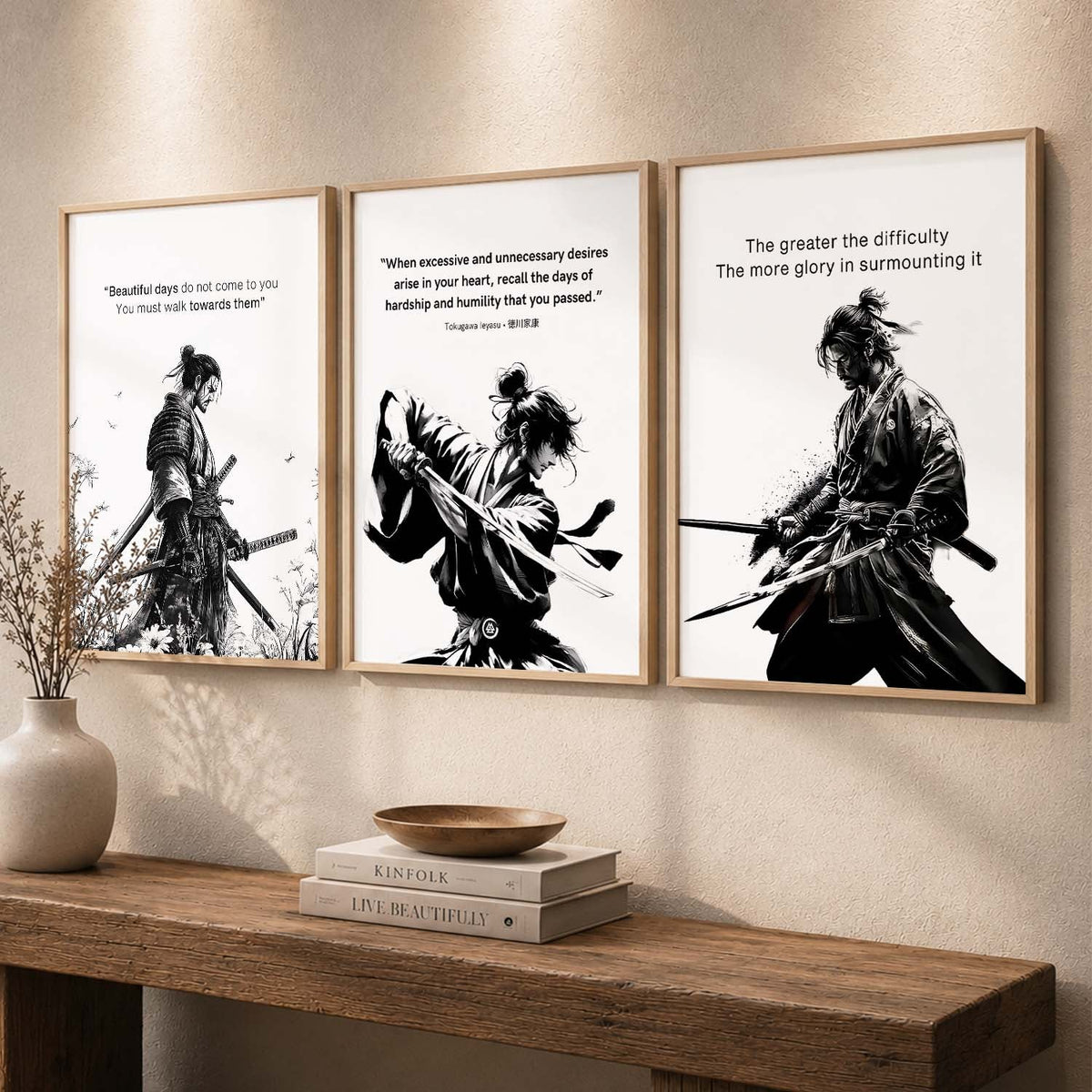Samurai Wisdom Triptych Digital Art