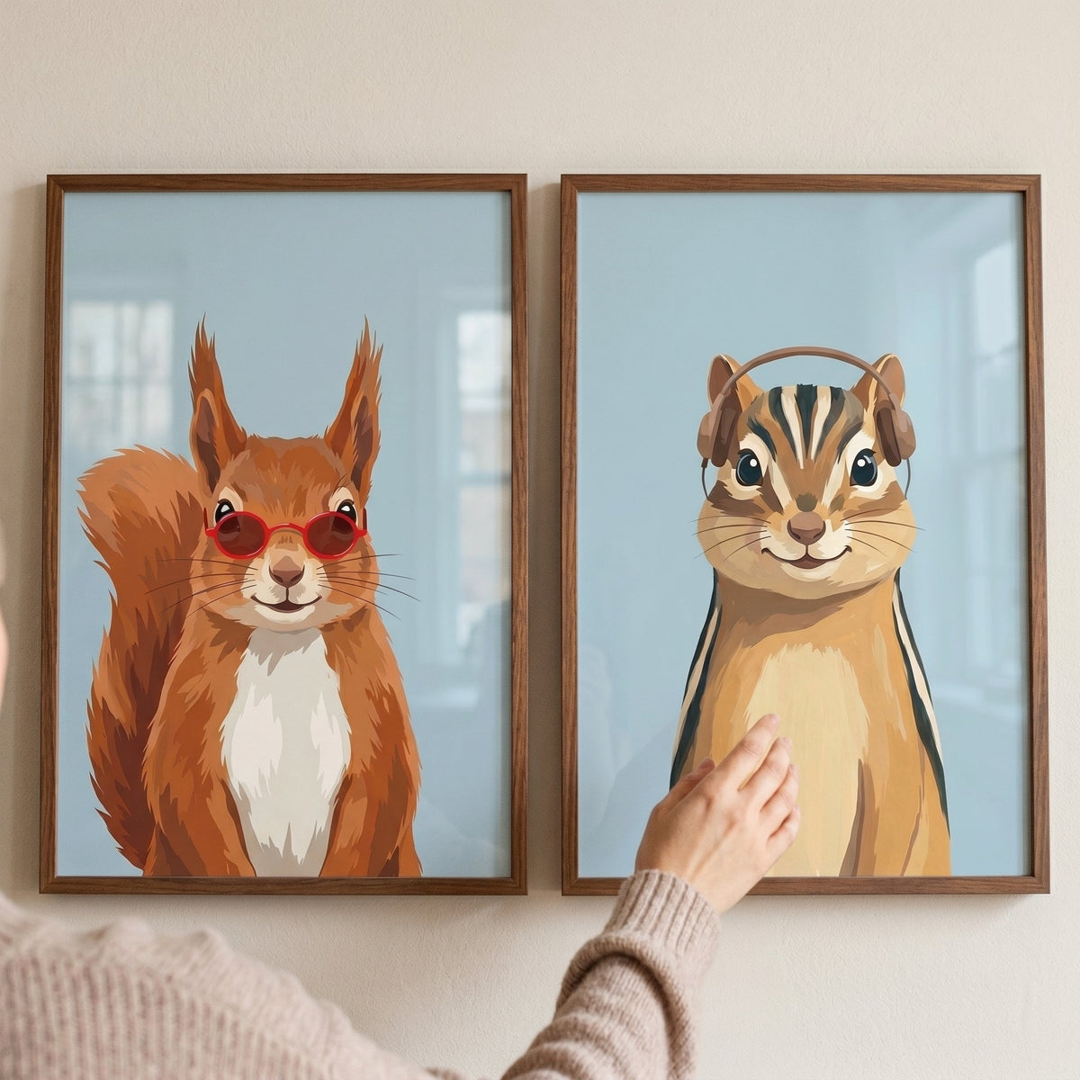Cool Squirrel and Chipmunk Digital Art Set