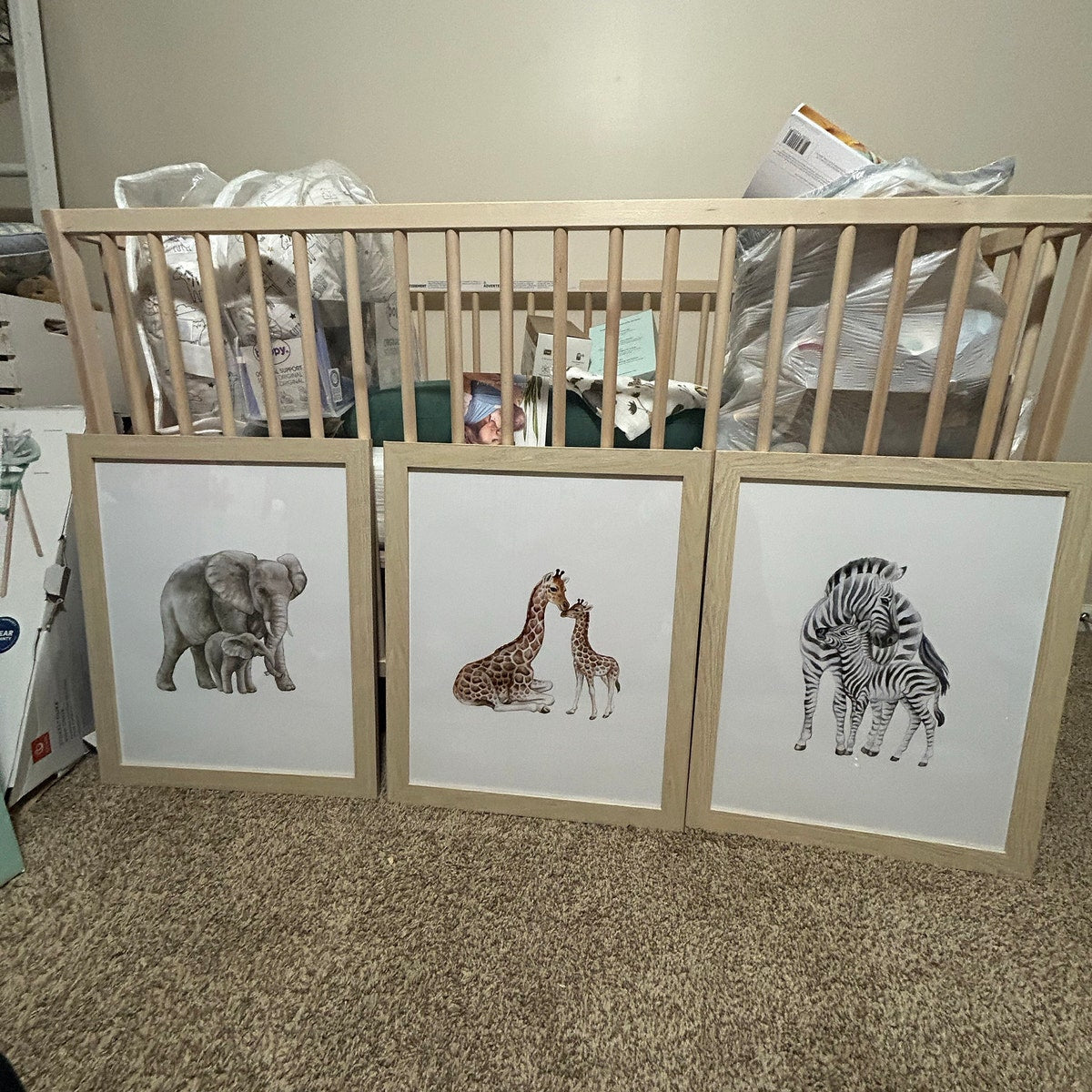 Safari Animal Family Watercolor Digital Art Trio