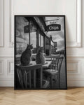Two Cats at Fish and Chips Shop Digital Artwork