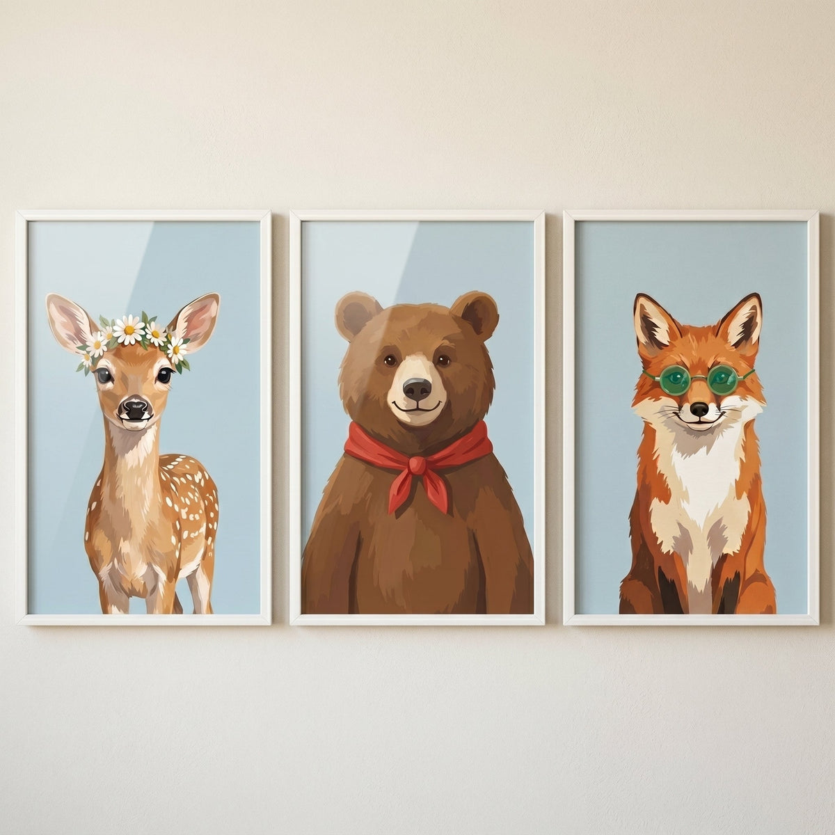 Charming Woodland Animals Trio Digital Artwork