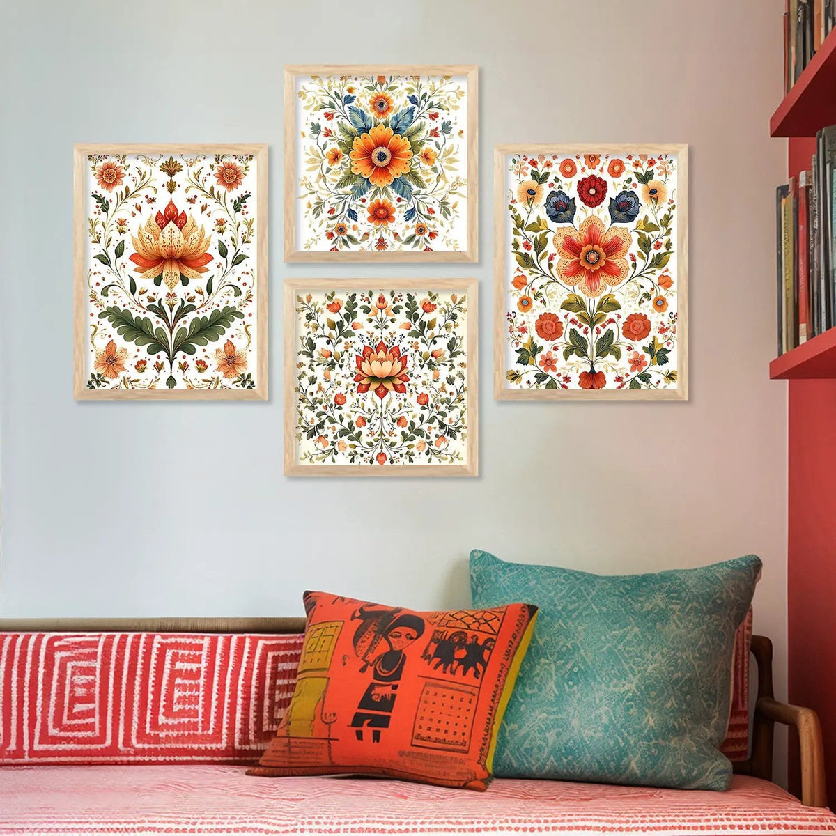 Bohemian Folk Floral Gallery Wall Set