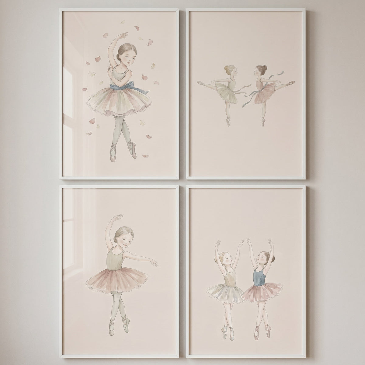 Watercolor Ballerina Digital Wall Art Set