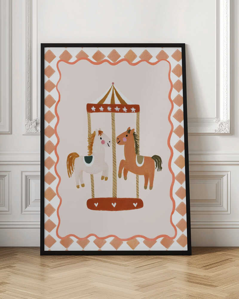 Whimsical Carousel Horses Digital Art