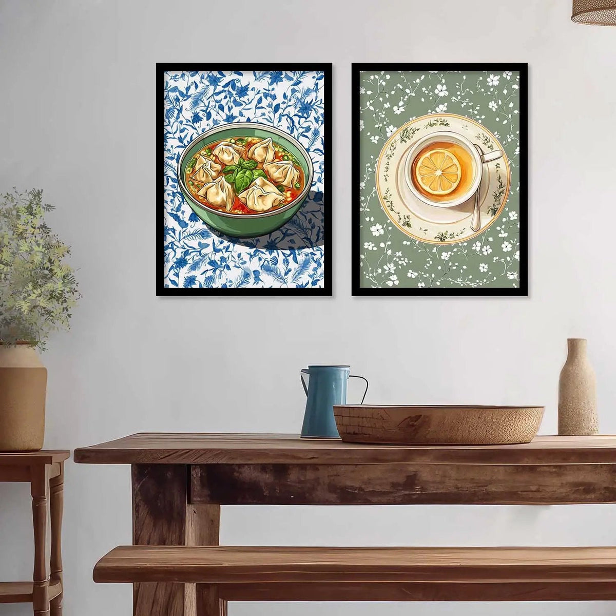Dumplings and Lemon Tea Kitchen Digital Art Set
