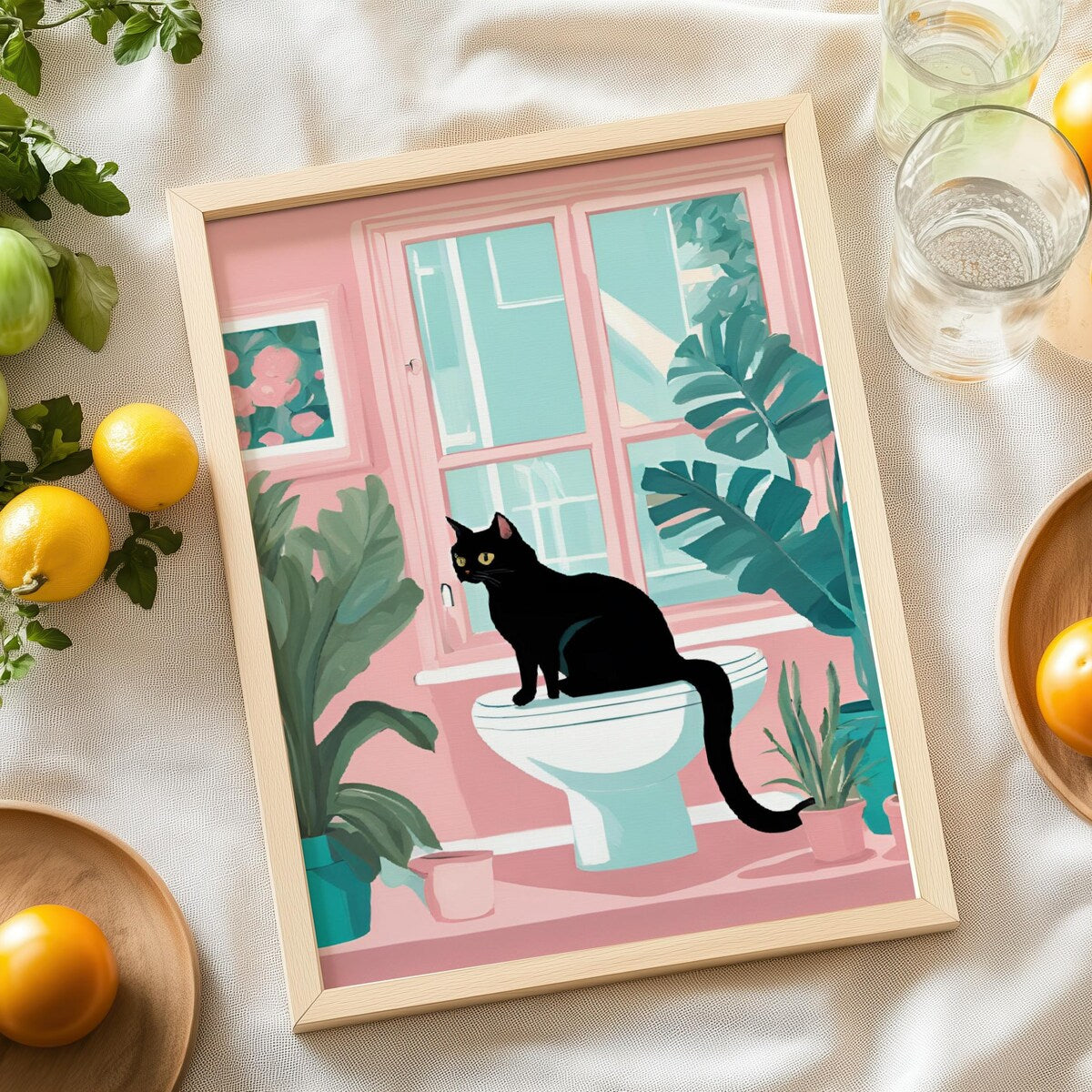 Black Cat in Pink Room Digital Download
