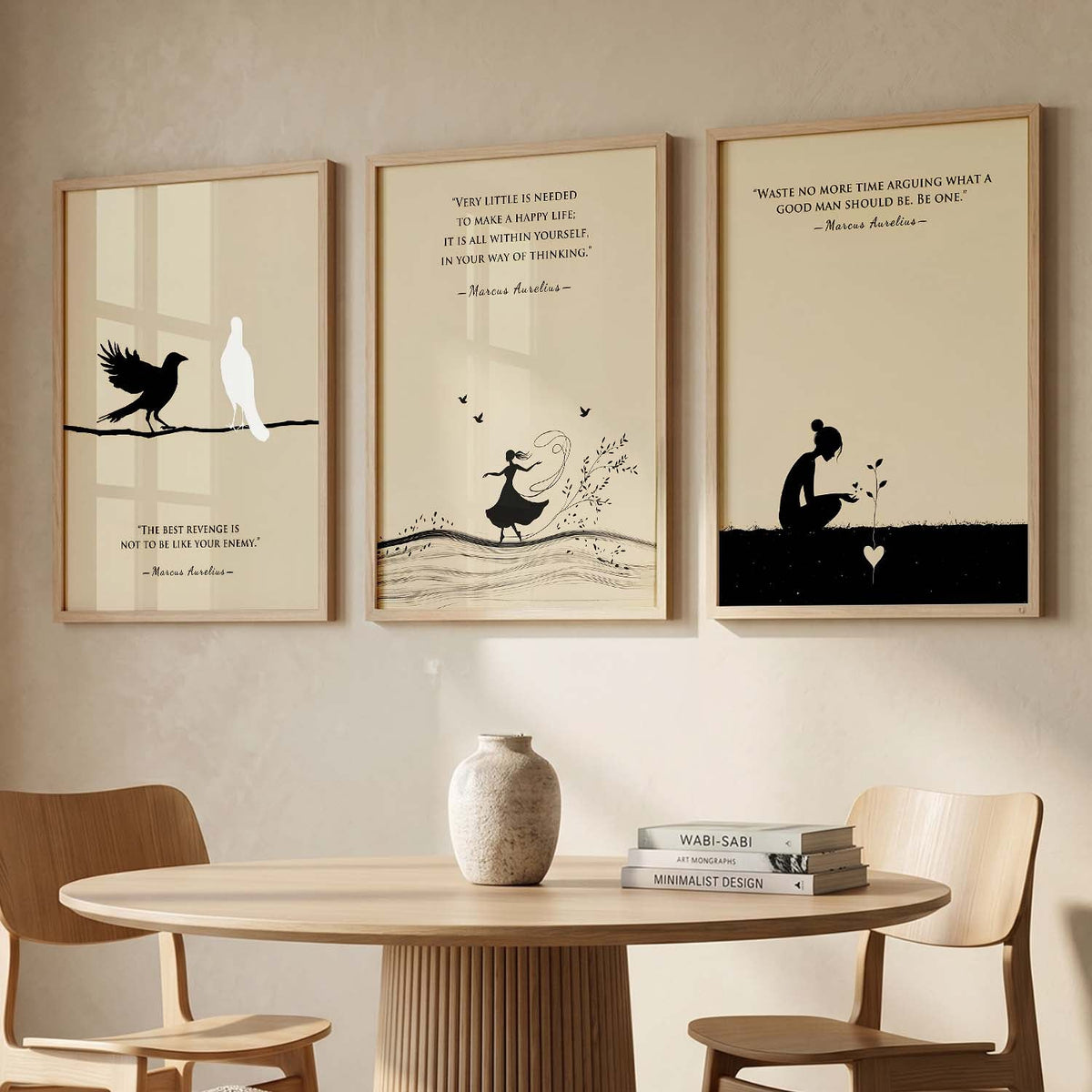 Marcus Aurelius Stoic Quote Minimalist Art Triptych Set