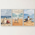 Coastal Dogs Digital Art Triptych