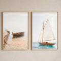 Serene Coastal Boats Digital Art Set