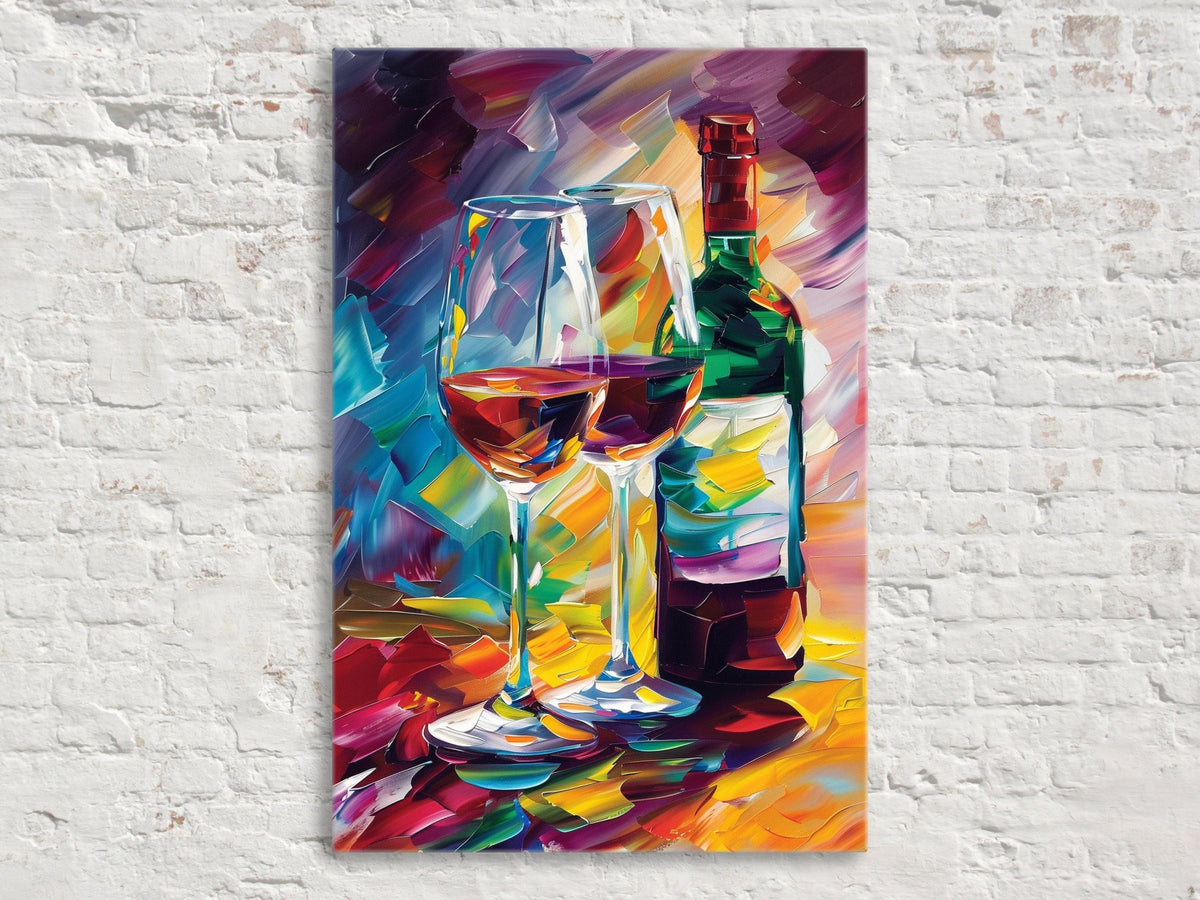 Abstract Wine Glasses and Bottle Digital Artwork