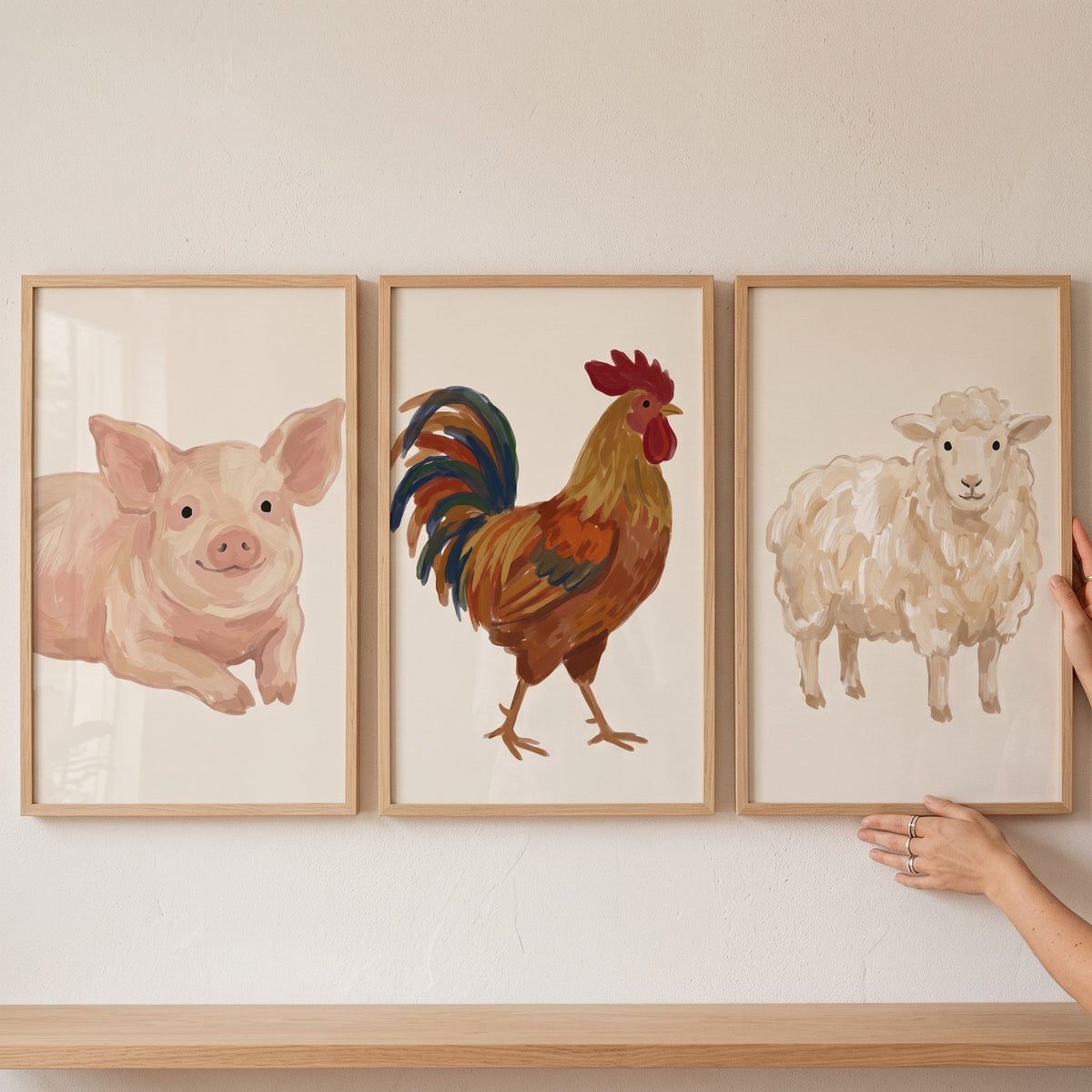 Rustic Farmhouse Animal Trio Digital Art