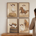 Cowboy Duck Western Digital Wall Art Set