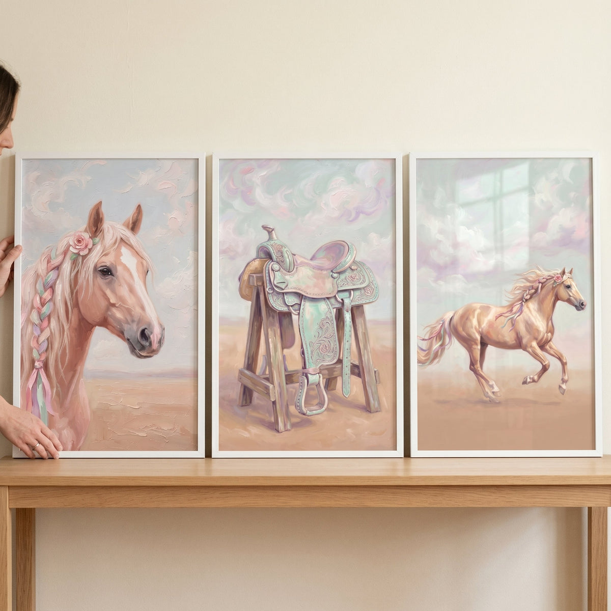 Pastel Equestrian Dream Triptych