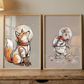 Space Explorer Animals Digital Art Print Set