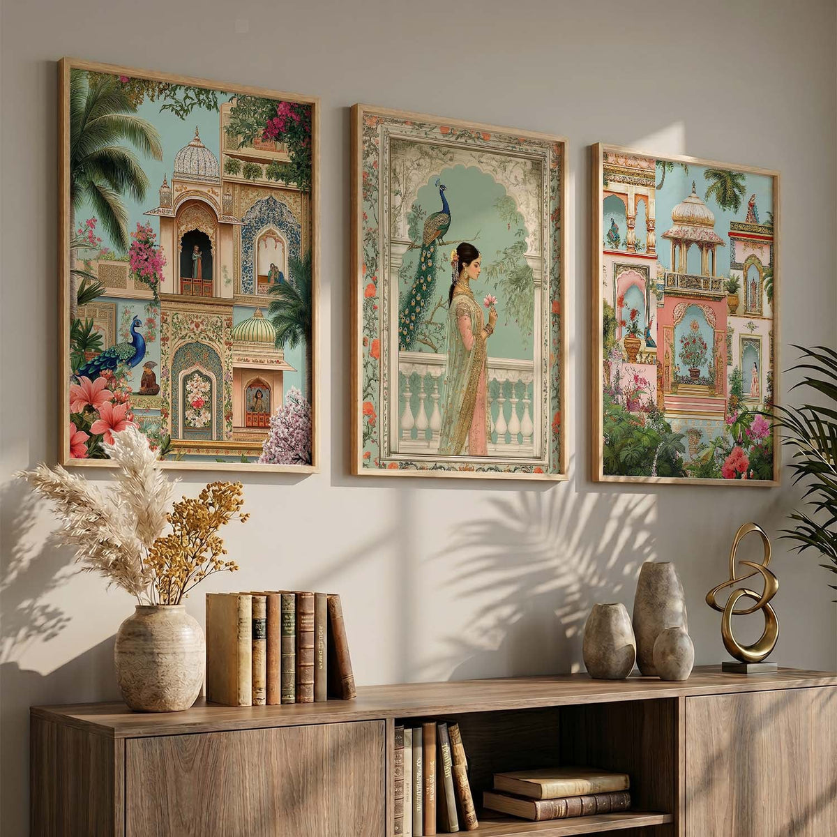 Mughal Palace Gardens Triptych