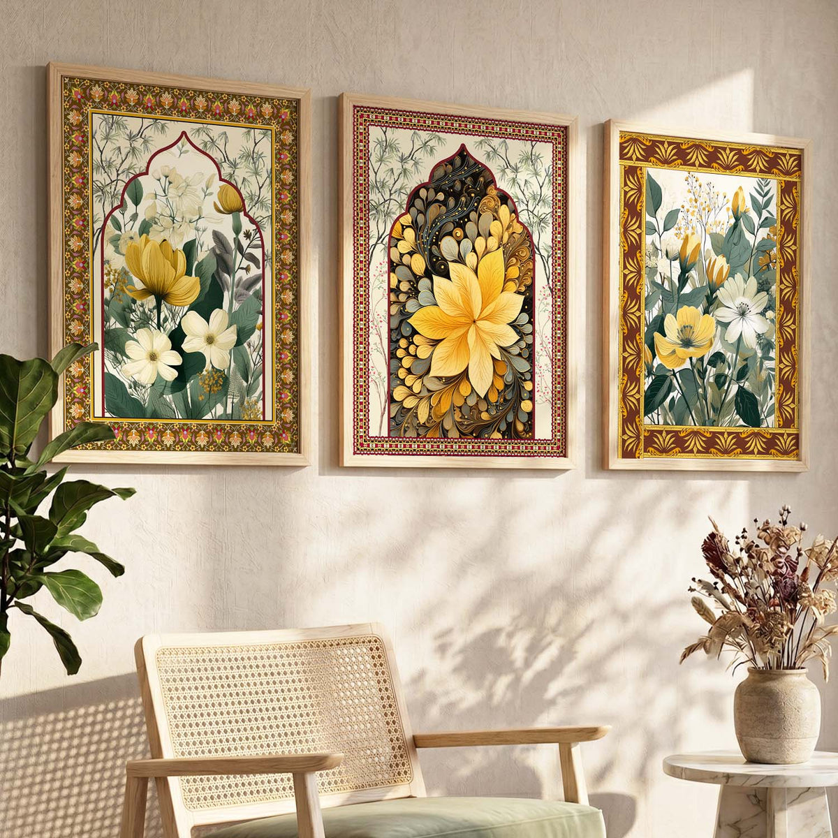 Botanical Arch Triptych Digital Art Set