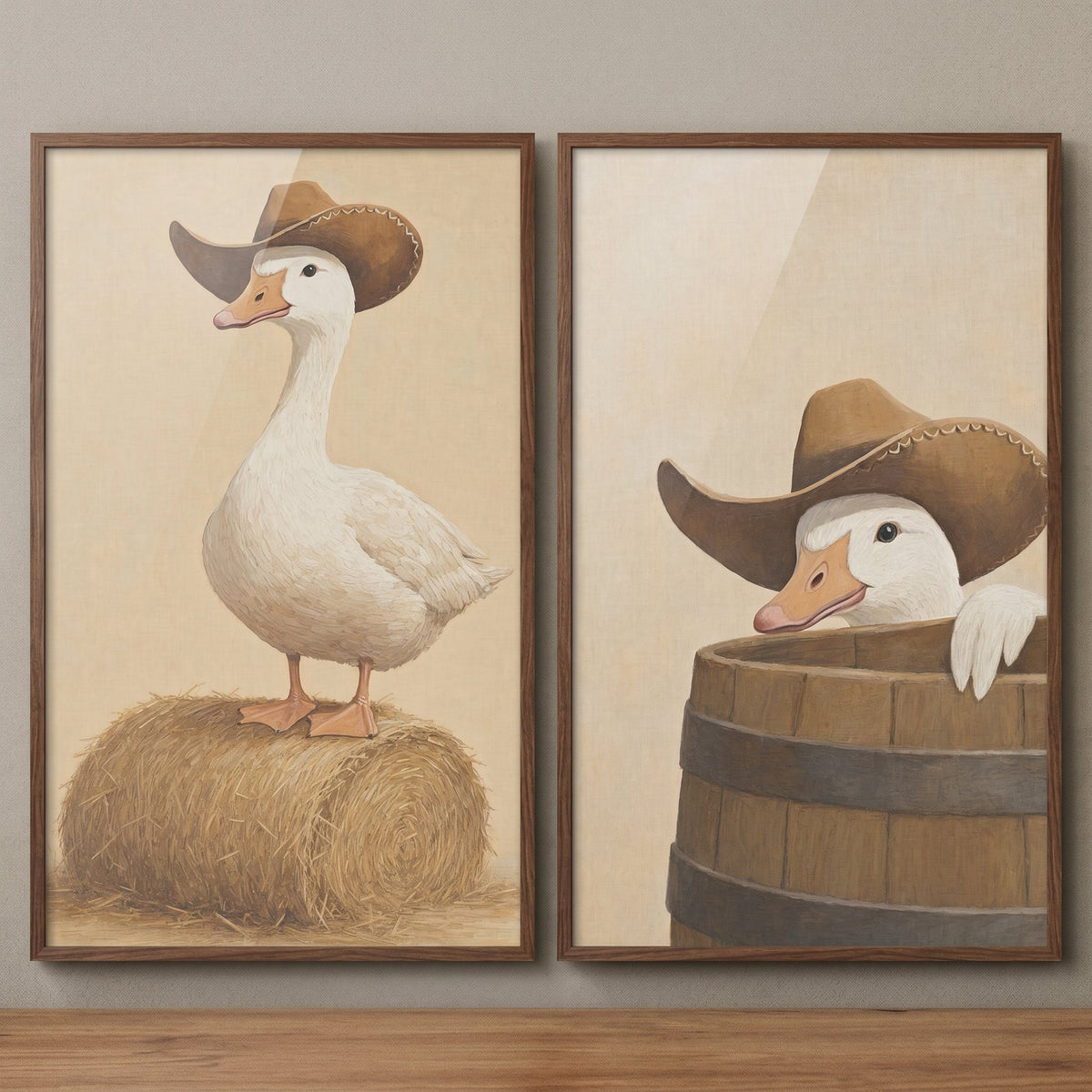 Cowboy Duck Duo Digital Art Set