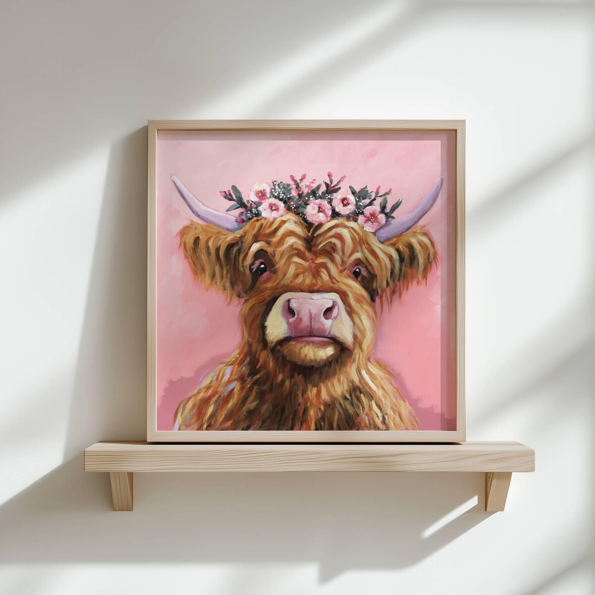 Highland Cow with Floral Crown Digital Art