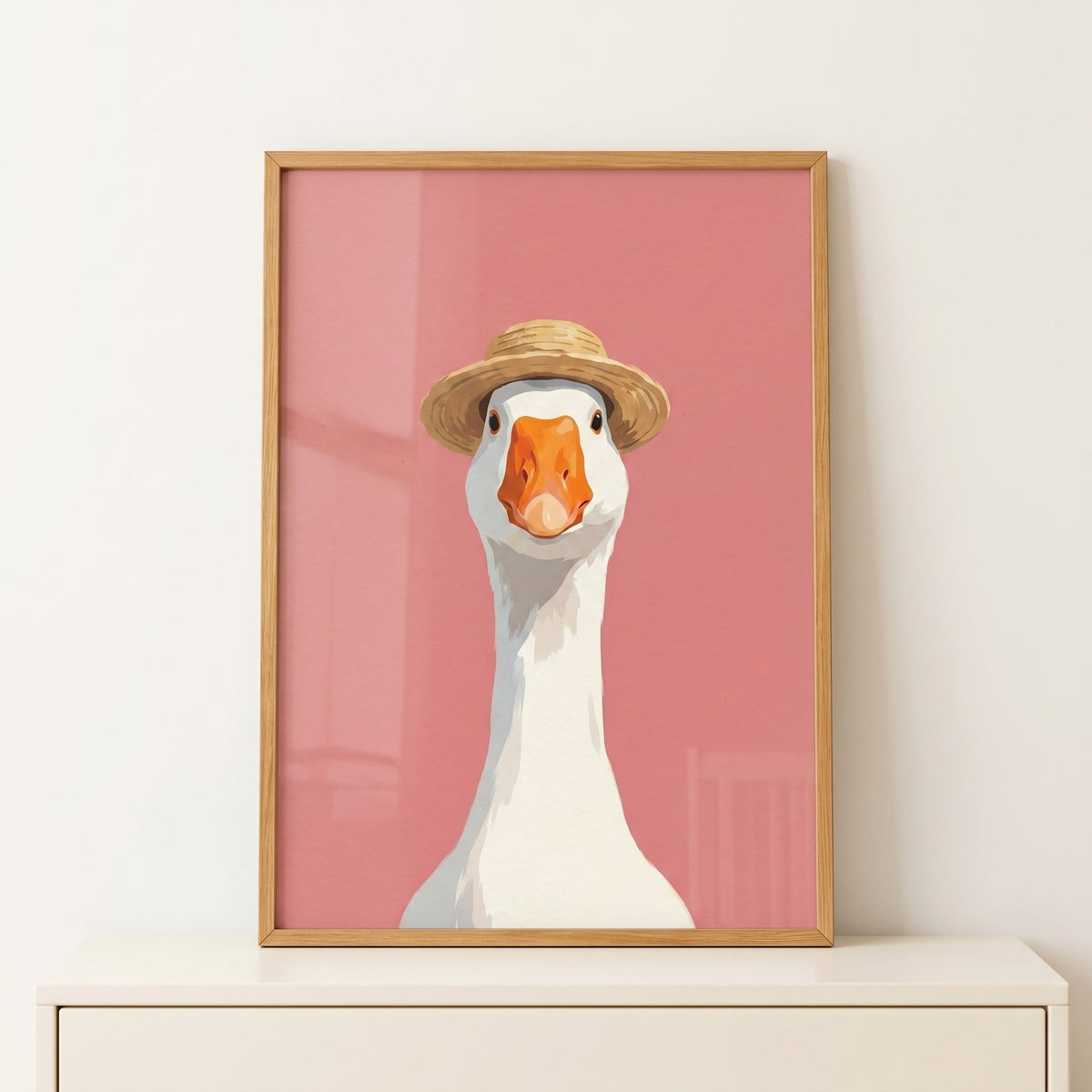 Chic Goose in Straw Hat Digital Artwork