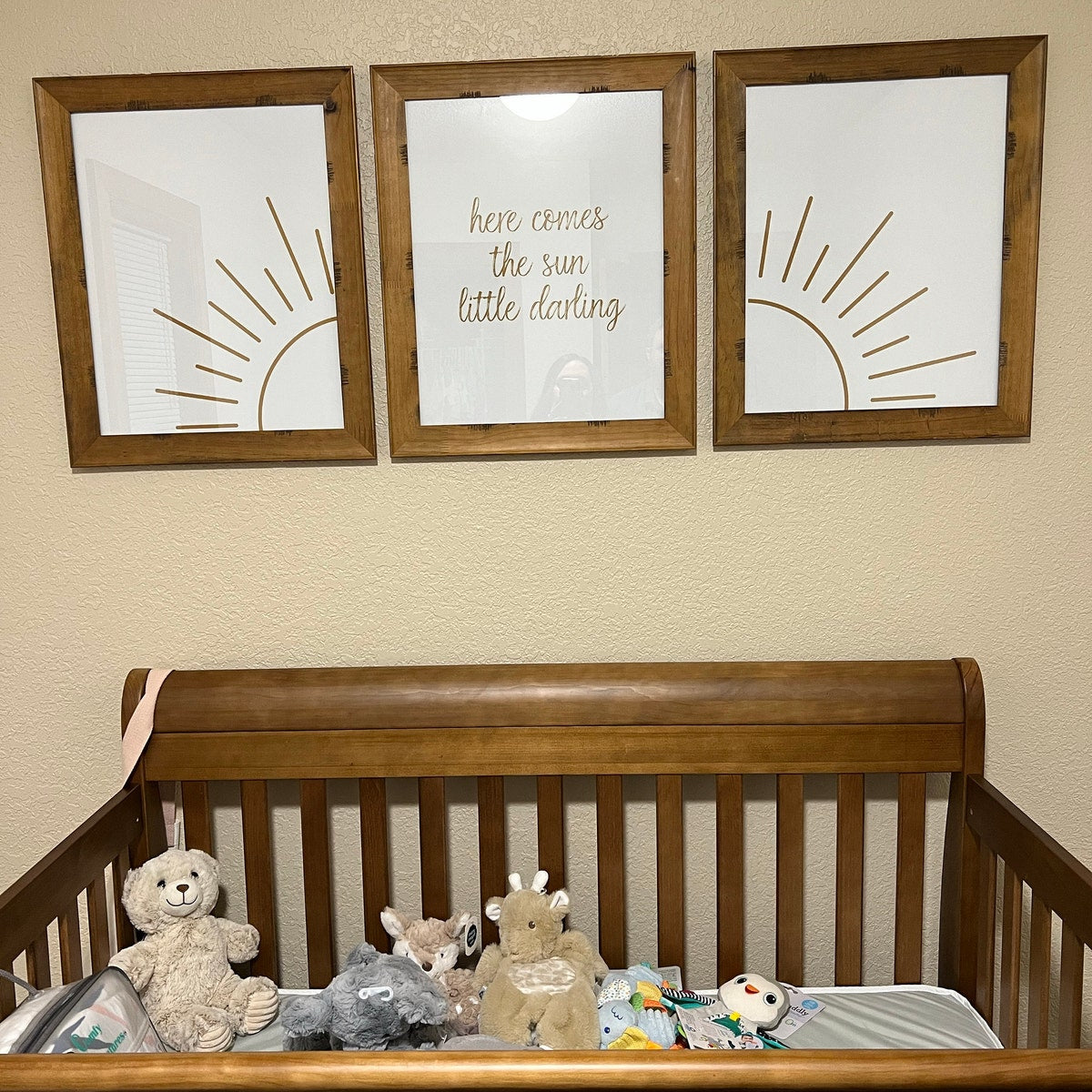 Here Comes The Sun Little Darling Nursery Wall Art Triptych