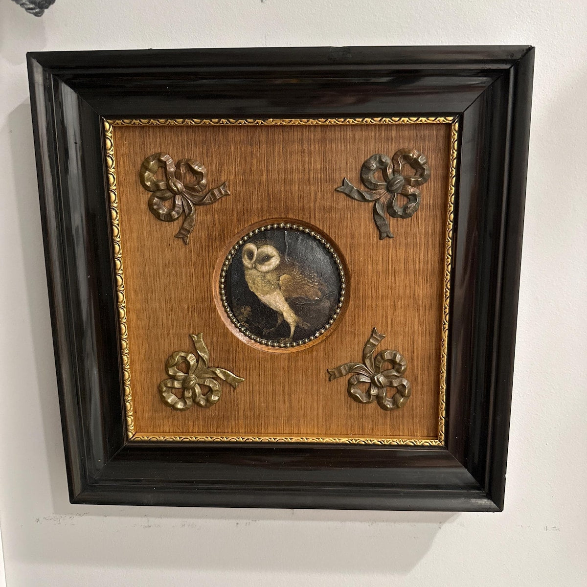 Vintage Owl with Brass Bow Accents Digital Art
