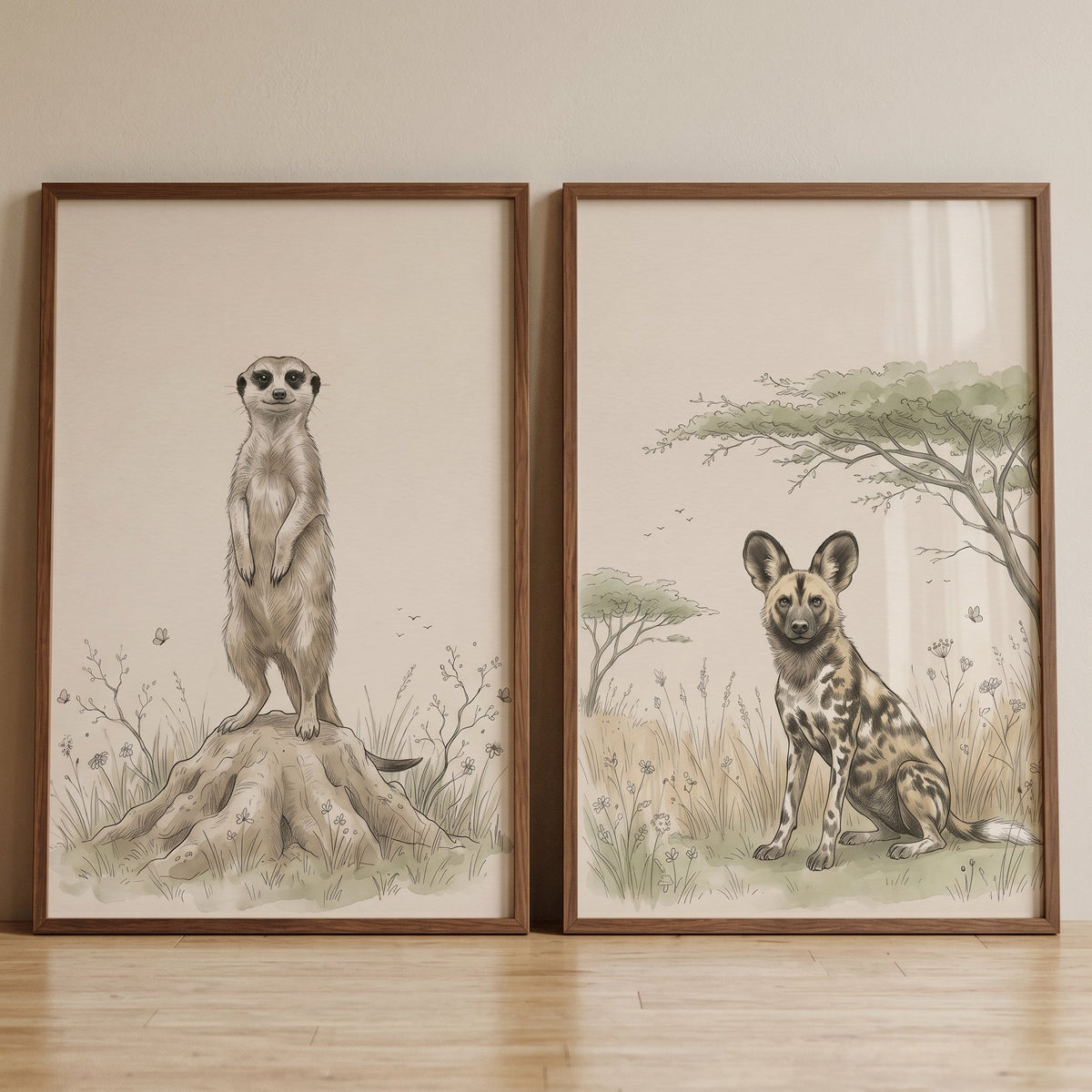 African Safari Wildlife Digital Art Set