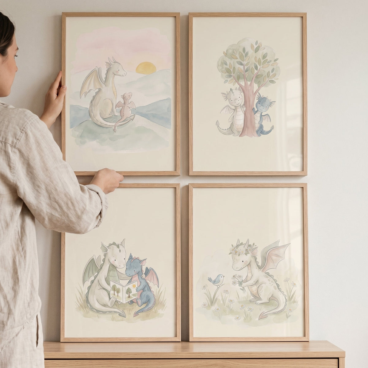 Watercolor Dragon Nursery Digital Art Set