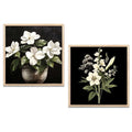 Chic Botanical Black and White Floral Digital Art Set