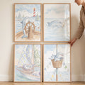 Charming Nautical Dolphin Watercolor Digital Art Set
