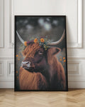Highland Cow with Floral Crown Digital Artwork
