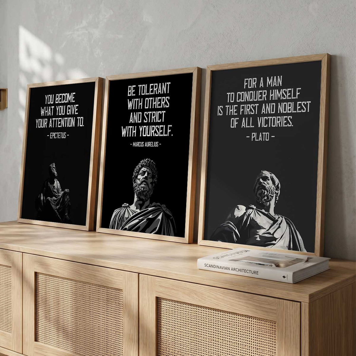 Stoic Philosophy Quotes Digital Art Trio Set