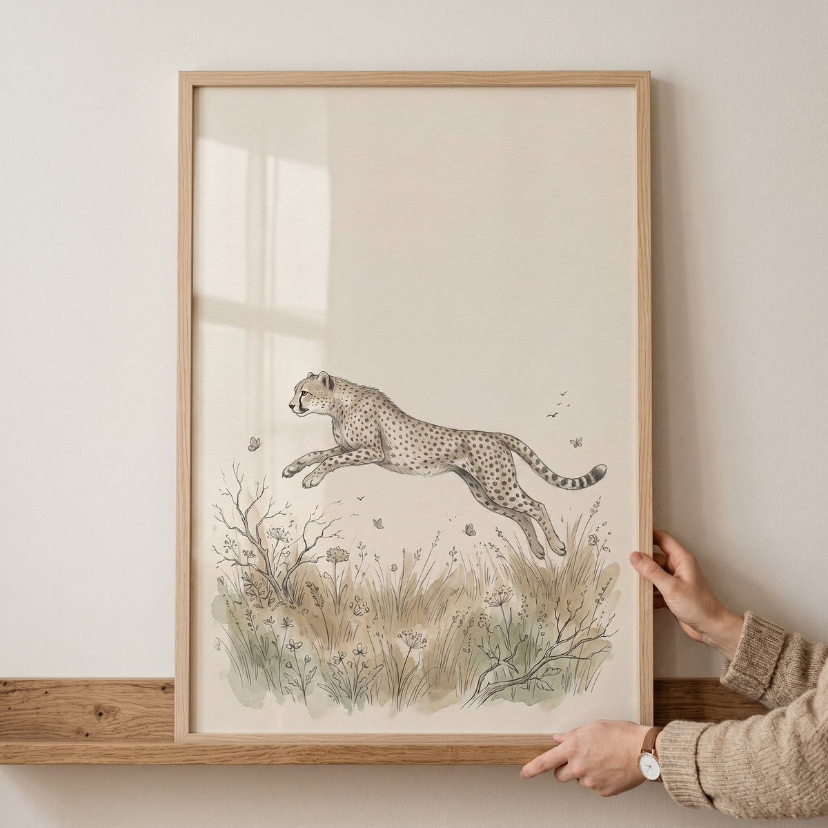 Leaping Cheetah Digital Art Print