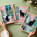 Quirky Black Cat in Bathroom Digital Artwork