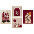Boho Red Botanical Gallery Wall Set