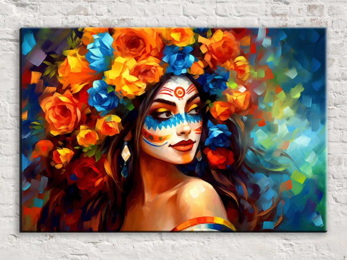 Vibrant Floral Goddess Digital Art