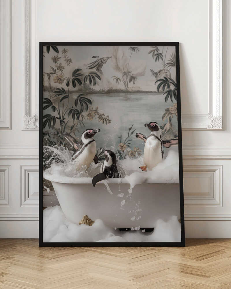 Chic Penguins in Tub Digital Art